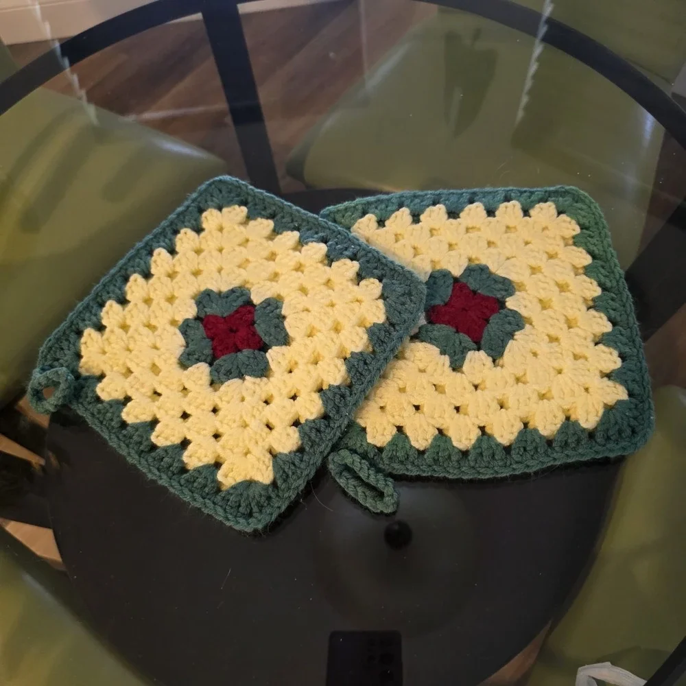 2 Handmade Crochet Pot Holders 8.5